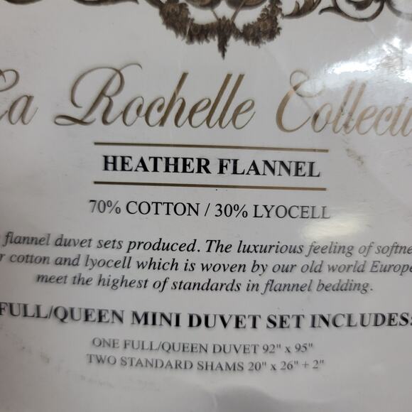 La Rochelle Heather Flannel Full/Queen Mini Duvet Set shams Gray - Picture 3 of 5